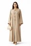 Premium Bella Linen Blend Abaya I Elegant Front Button Design I Greige Color