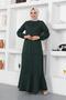 Dress with Stitching Detail Emerald Green - 2