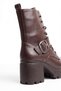 Women's Brown Winter Boots with Buckle, Lace-Up, Zipper, 8 cm High Thick Sole Boots Hayka - 4