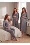 New Season Smoked Easy Breastfeeding Friendly Design Lace Detailed Long Sleeve 100% Cotton Maternity Pajama Set Nightgown Pajama Set - 6