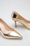 Women's Mirror Gold Pointed Toe Heeled Shoes - 5