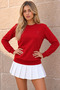 Women's Crew Neck Seasonal Red Sweatshirt - 3