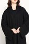 Jet Black Tonal Jacquard Open Abaya with Tailored Lapel - 3
