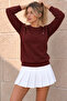 Women's Crew Neck Seasonal Burgundy Sweatshirt - 2