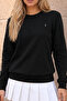 Women's Crew Neck Seasonal Black Sweatshirt - 6