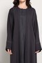 Charcoal Grey Abaya with Vertical Contrast Stitch Panel - 4