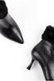 Women's Black Winter Patent Leather Fur Zippered Pointed Toe Thin Heeled Boots Atel - 7