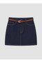Indigo Belted Mini Jean Skirt - 5