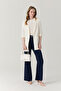 High Waist Spanish Flare Navy Blue Trousers 0153 - 7