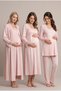 Women's Powder Lace Long Sleeve Nursing Detailed Maternity Pajama Nightgown Set with Dressing Gown - 2