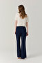 High Waist Spanish Flare Navy Blue Trousers 0153 - 8