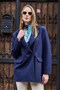 Women's Navy Blue Oversize Buttoned Jacket - 4