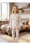 Girl's Multi-Colored 100% Cotton Crew Neck Pajama Set - 2