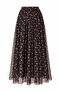 Brown Lined Chiffon Polka Dot Skirt - 2Y261028