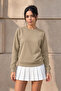 Women's Long Sleeve Comfort Beige Loose Sweatshirt