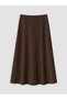 Brown Zippered A-Line Midi Skirt - 7