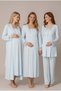 Women's Blue Lace Long Sleeve Nursing Detailed Maternity Pajama Nightgown Set with Dressing Gown - 2