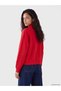 Red Stand Collar Women's Thick Sweatshirt - 4