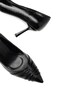 Women's Black Patent Leather Gathered Pointed Toe Thin Heeled Stiletto Shoes - 5