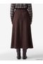 Brown Zippered A-Line Midi Skirt - 4