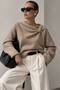 Aveline Drapeli Knitwear Sweater – Women's Long Sleeve Collar Detailed Soft Knitwear with Gold Buckle