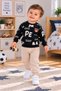Boys' Black Printed Top and Bottom Set – Patterned Casual Children's Top Wear - 2