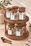 10 Pieces Acacia Vacuum Lid Rotating Stand Labeled Glass Spice Jar Set Storage Jar 300 ml - 2