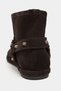 Cordi Bitter Brown Suede Leather Belt Detail Flat Sole Plush Lined Women's Ankle Boots - 7