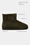 Nemesis Khaki Suede Genuine Leather Flat Sole Plush Lined Women's Ankle Boots - 2