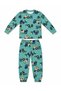 Boy's Tractor Patterned Long Sleeve Pajama Set Turquoise - 2