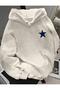 Unisex Blue Star Street Style Printed Hooded Sweatshirt - 2