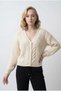 Selanik Knitted Degaje Collar Comfortable Fit Buttoned Style Women's Knitwear Thick Cardigan