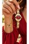 Stylish Boxed, Mini Case, Yellow Color Cord, Red Dial Women's Wristwatch+Bracelet