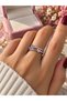 Silver Color Pink Heart Stone Purple Flower Detailed Elegant Ring – Sparkling Stylish Women's Ring