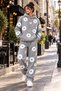 Unisex White Floral Printed Oversize Hoodie Tracksuit Set - 2