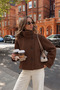 High Collar Imported Fabric Anti-Pilling Cashmere Oversize Women's Coat Jacket - 2