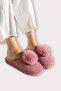 Women's Pompom Belted Non-Sound Thick Sole Winter House Slippers Dried Rose - 2