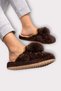 Women's Pompom Belted Non-Sound Thick Sole Winter House Slippers Brown - 4