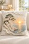 3D Look Nature View Decorative Throw Pillow Cover – Sea, Mountain, Cherry Blossom and Pine Tree Pattern 43X43 cm – (Double-Sided) - 5