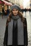 Women's Winter Knitwear Houndstooth Patterned Scarf Painter Beanie Set - 2