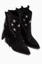 Valeria Black Suede Tasseled Star Detailed Western Women's Boots - 4