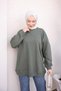 Khaki Crew Neck Oversize Basic Sweatshirt