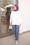 Ecru Crew Neck Oversize Basic Sweatshirt - 3