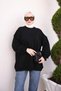 Black Crew Neck Oversize Basic Sweatshirt - 5