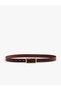 Crocodile Look Faux Leather Belt with Metal Buckle Detail - 2