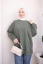 Khaki Crew Neck Oversize Basic Sweatshirt - 4