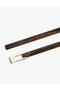 Crocodile Textured Thin Faux Leather Belt with Metal Buckle - 3