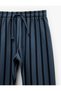 Tie-Waist Three-Thread Ribbed Striped Sweatpants - 3