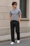 Men's 4-Piece Navy Blue-Smoked Gray-Black Side-Piped Baggy Sweatpants Comfortable Fit - 4
