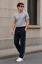 Men's 4-Piece Navy Blue-Smoked Gray-Black Side-Piped Baggy Sweatpants Comfortable Fit - 2